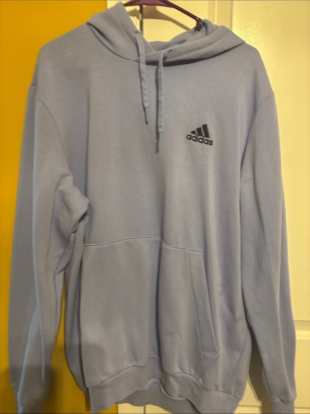 adidas Light Blue Pullover Hoodie with Black Logo